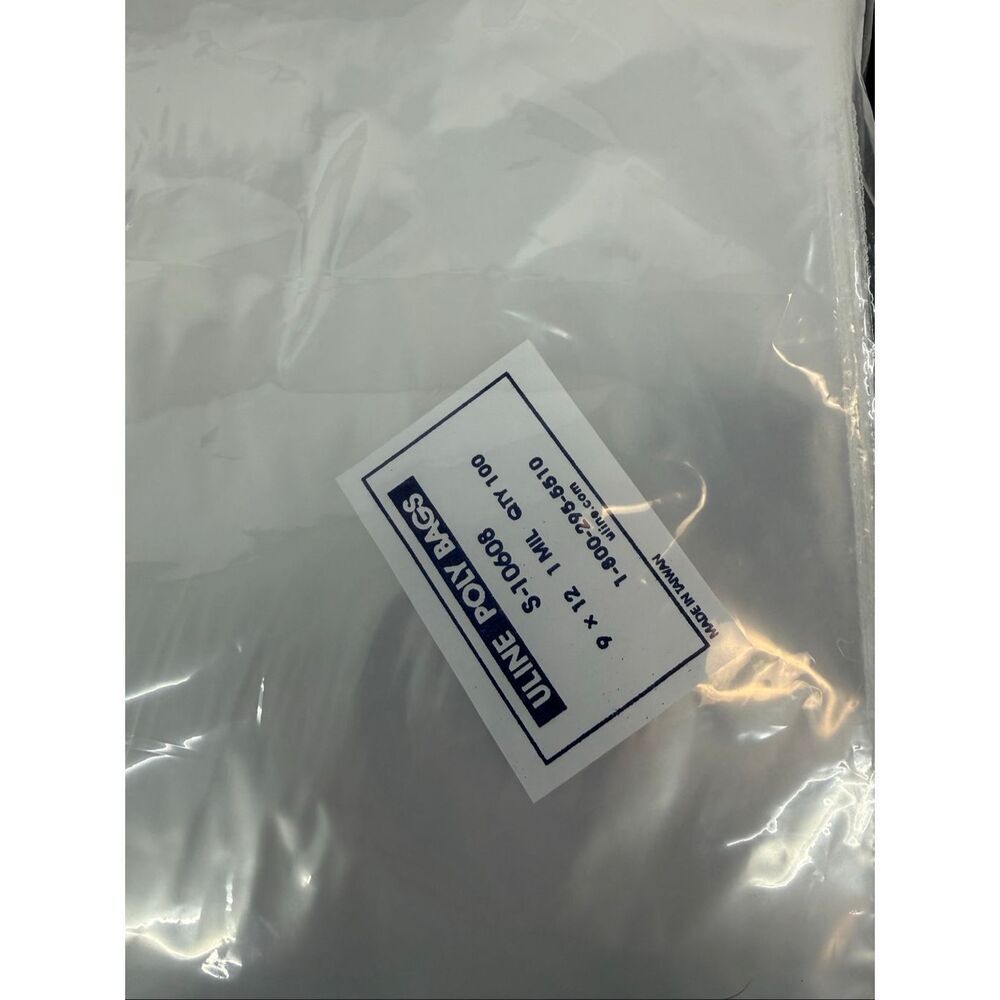 Uline 9x12” open top poly bags, 1mil, 380 count